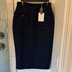 Endless Rose Dark Blue Tweed Pencil Skirt
